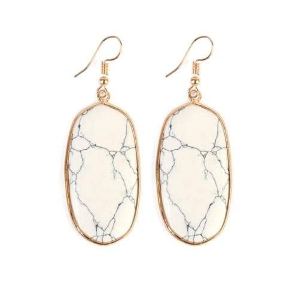 New Boutique white marble drop earrings